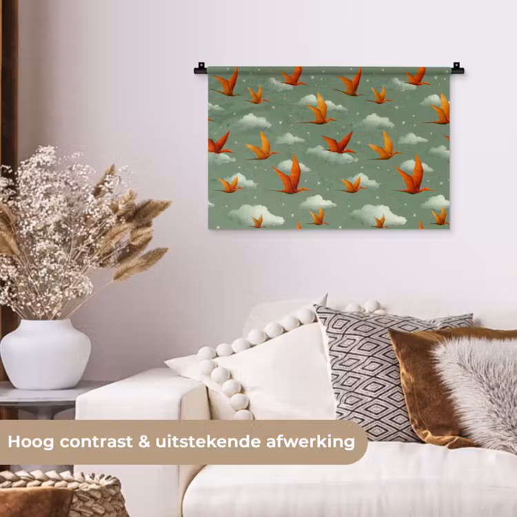 Wandkleed - Dinosaurussen - Wolken - Sterren - Oranje — 4