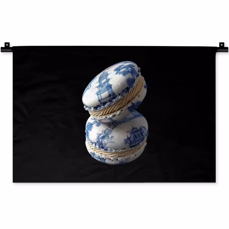 Wandkleed - Eten - Macarons - Delfts blauw - Koekjes — 1