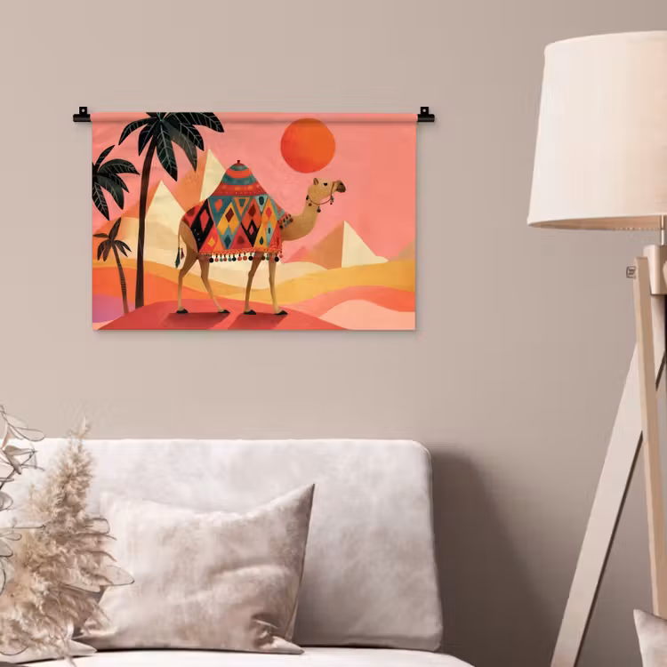 Wandkleed - Kameel - Pyramides - Rode zon — 2