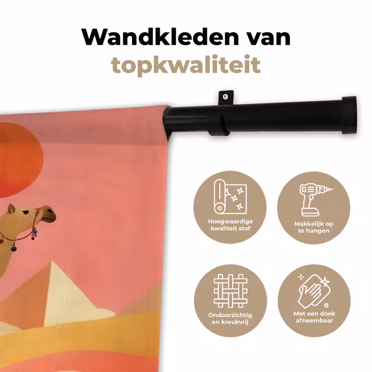 Wandkleed - Kameel - Pyramides - Rode zon — 3