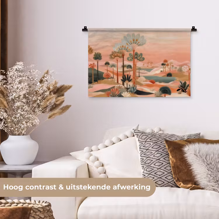 Wandkleed - Roze landschap - Palmen - Water — 4