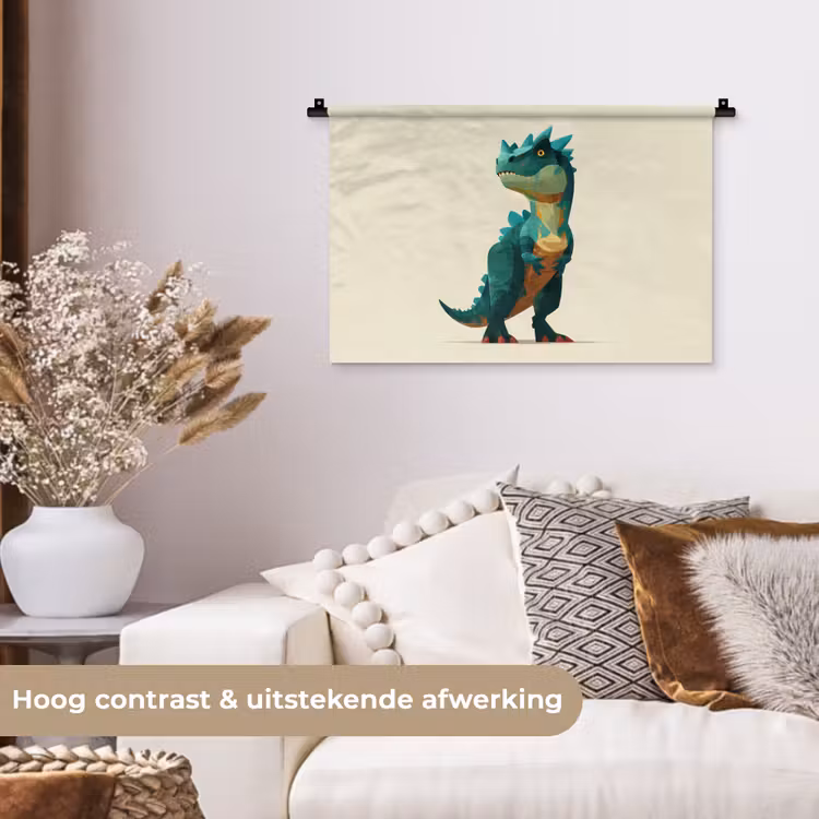 Wandkleed - Stekels - Dino - Blauw - Gespierd — 4