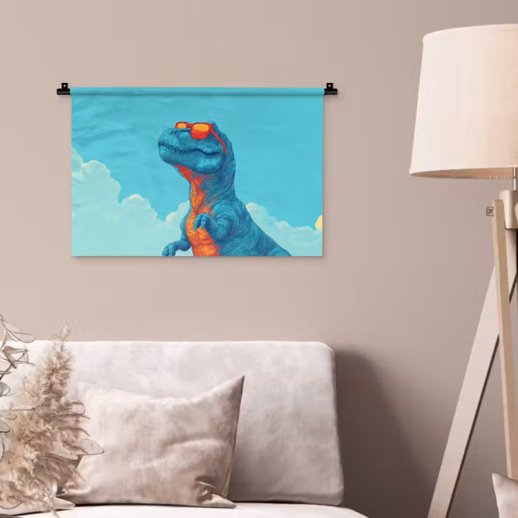 Wandkleed - T-Rex - Blauw - Wolken - Zonnebril — 2