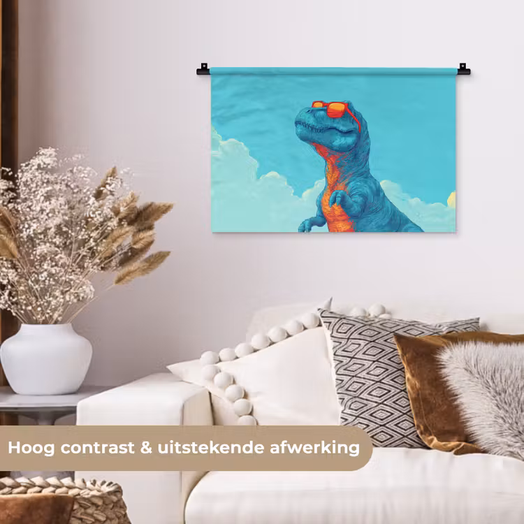 Wandkleed - T-Rex - Blauw - Wolken - Zonnebril — 4
