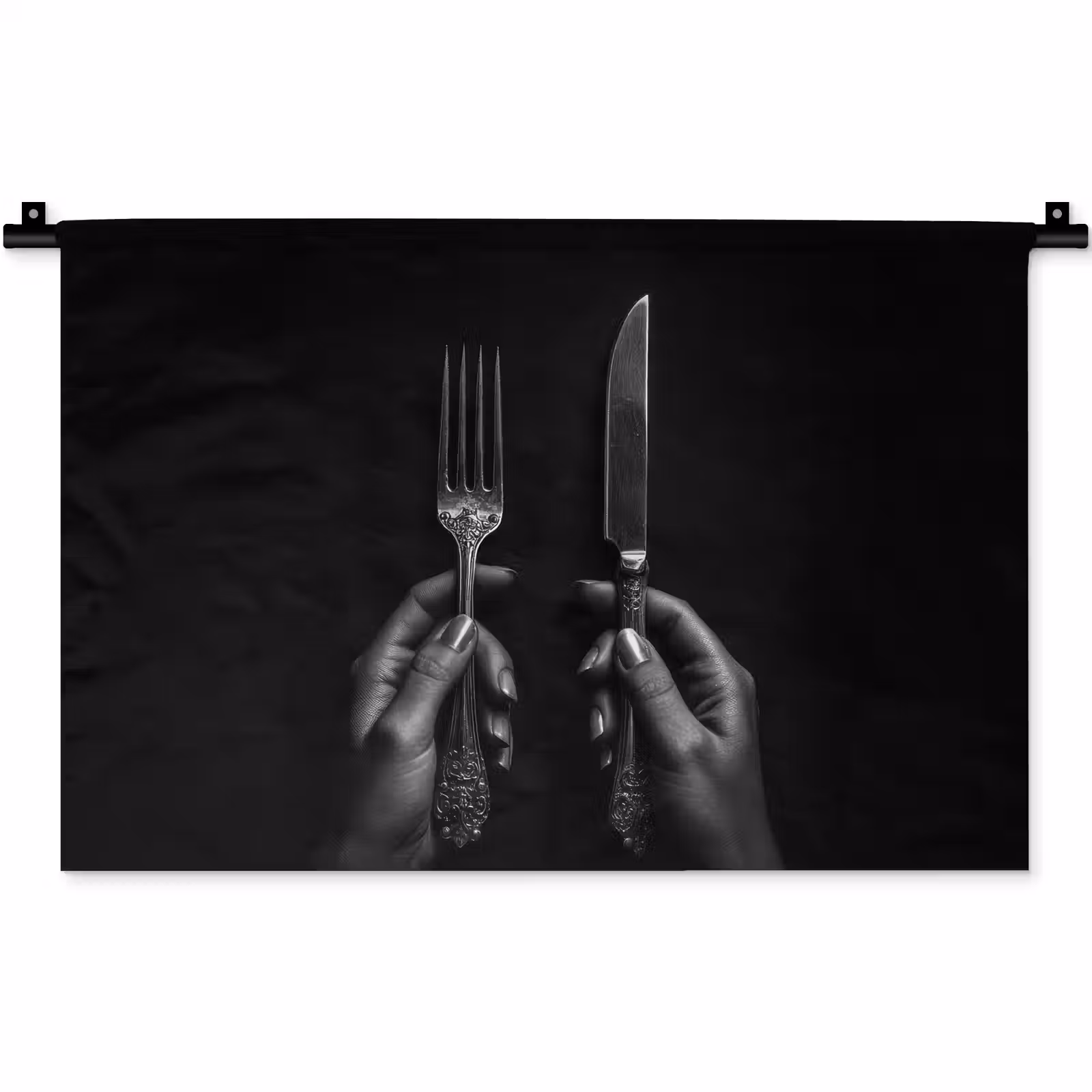 Wandkleed - Bestek - Zwart - Wit — 1
