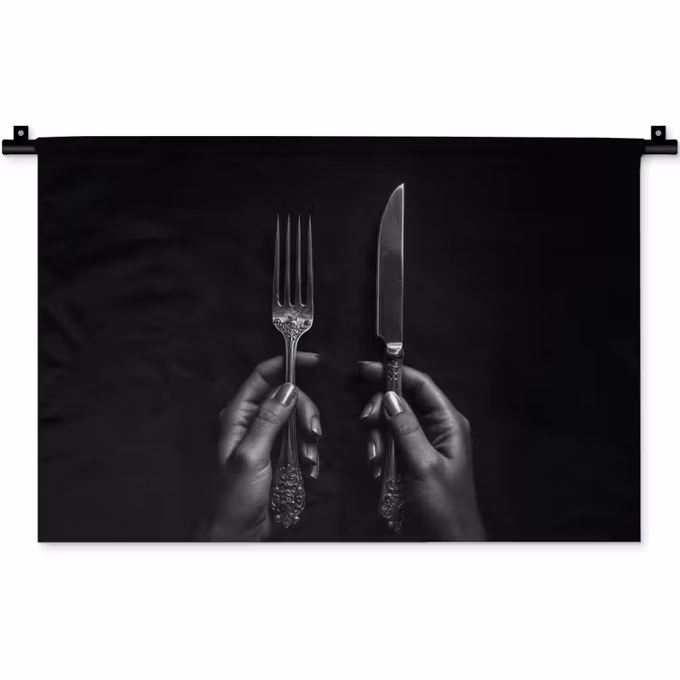 Wandkleed - Bestek - Zwart - Wit — 1