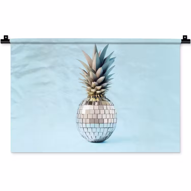 Wandkleed - Blauw - Ananas - Disco - Discobal — 1