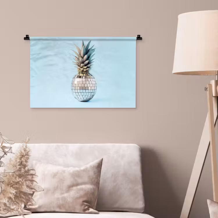 Wandkleed - Blauw - Ananas - Disco - Discobal — 2