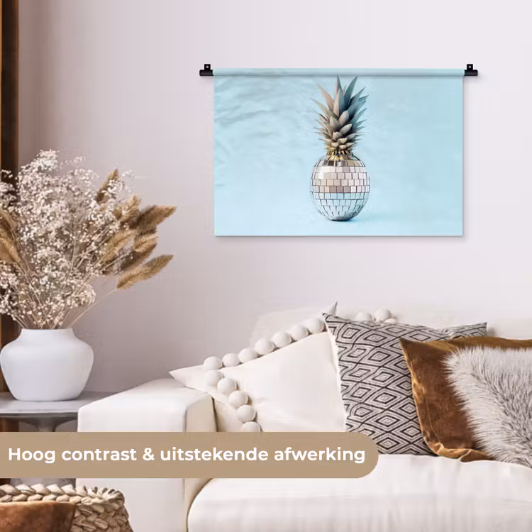 Wandkleed - Blauw - Ananas - Disco - Discobal — 4