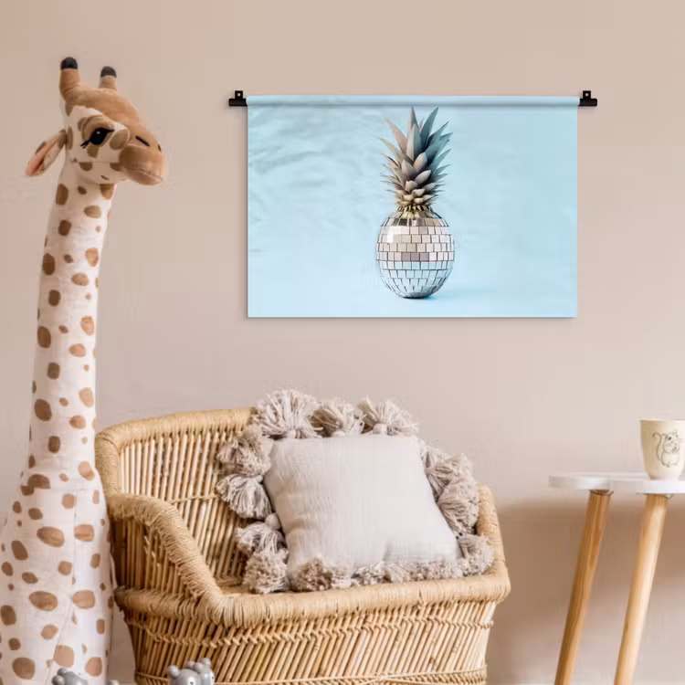 Wandkleed - Blauw - Ananas - Disco - Discobal — 5