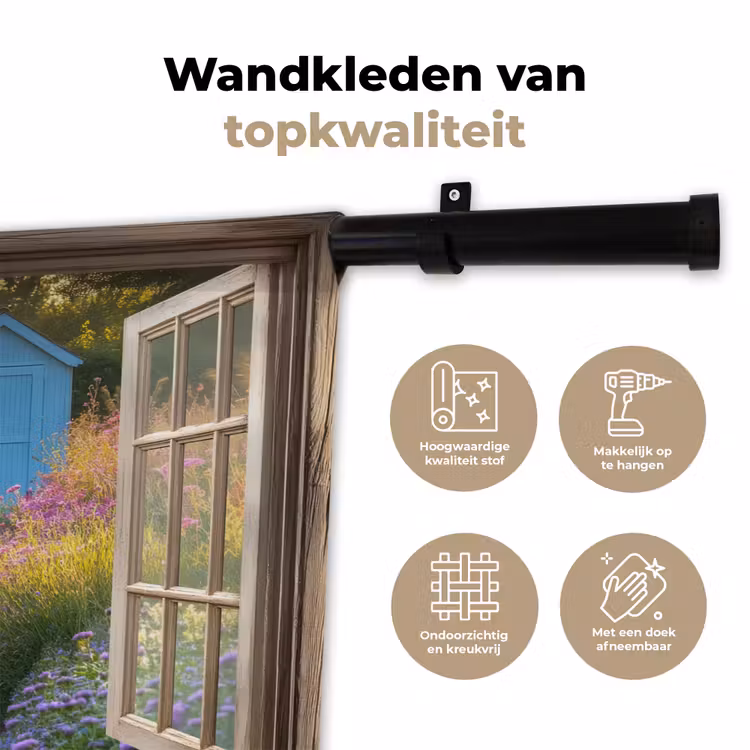 Wandkleed - Doorkijk - Bloemen - Raam - Natuur — 3