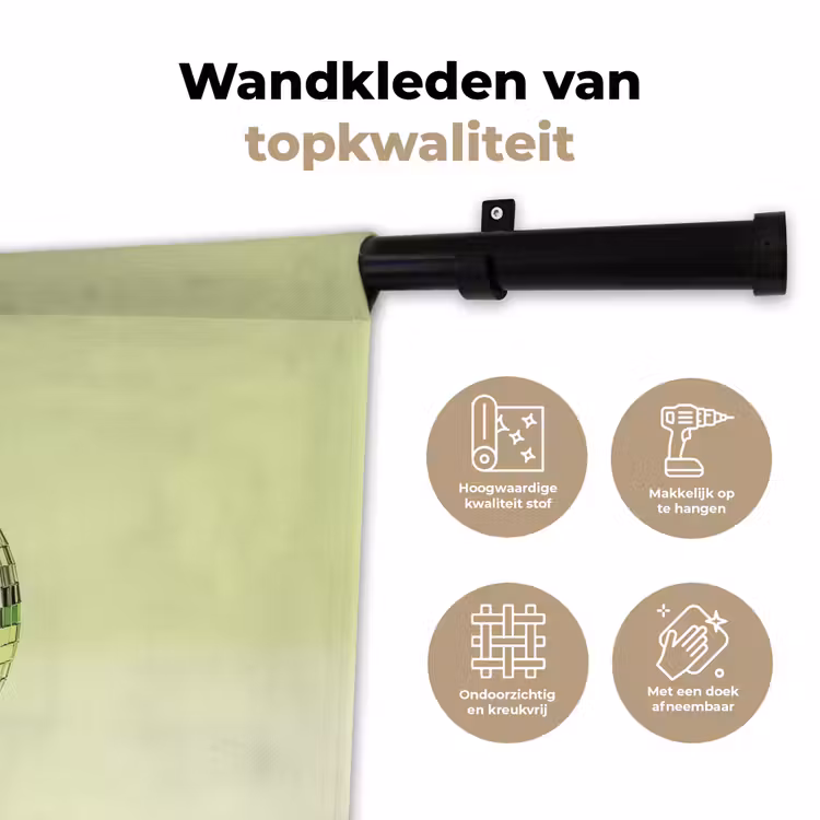 Wandkleed - Groen - Disco - Decoratie - Appel — 3