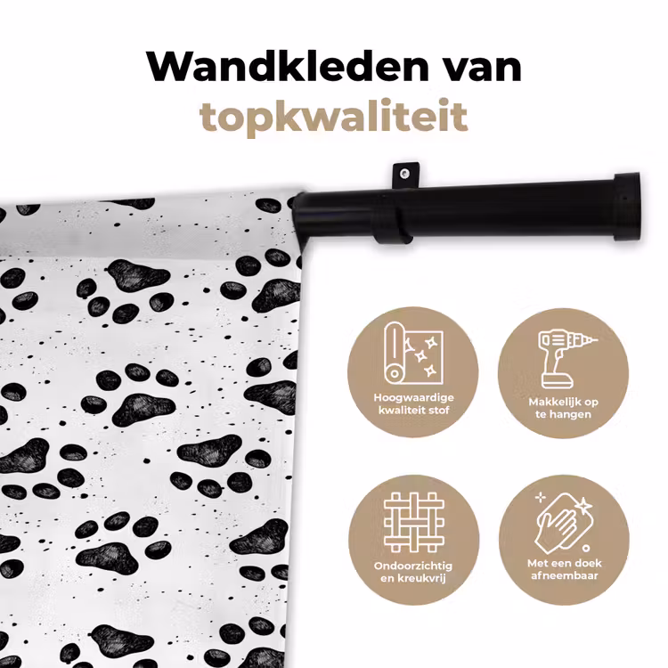 Wandkleed - Paw - Pattern -Black — 3