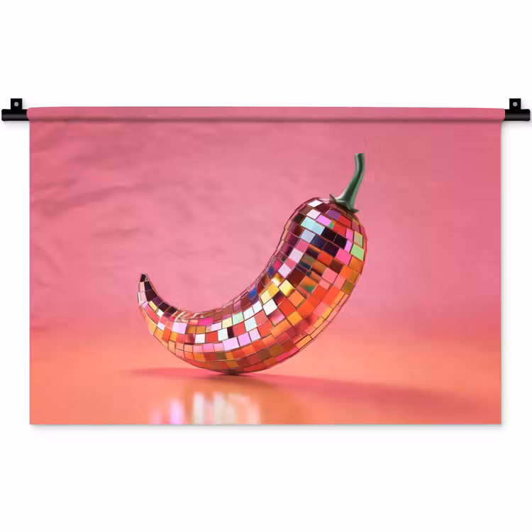 Wandkleed - Peper - Disco - Rood - Glitter — 1