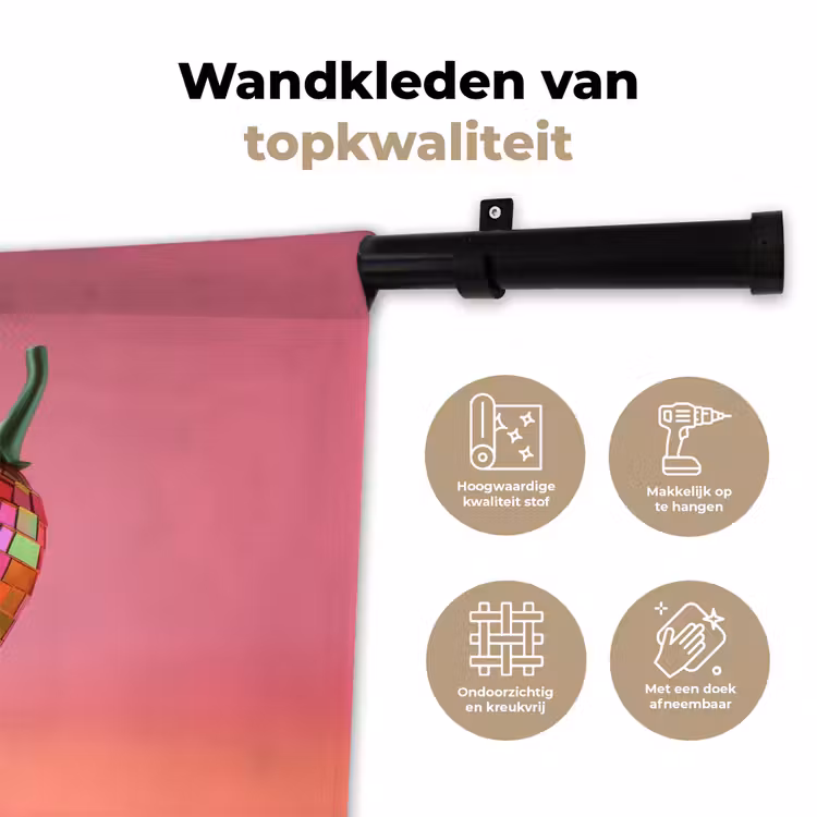 Wandkleed - Peper - Disco - Rood - Glitter — 3