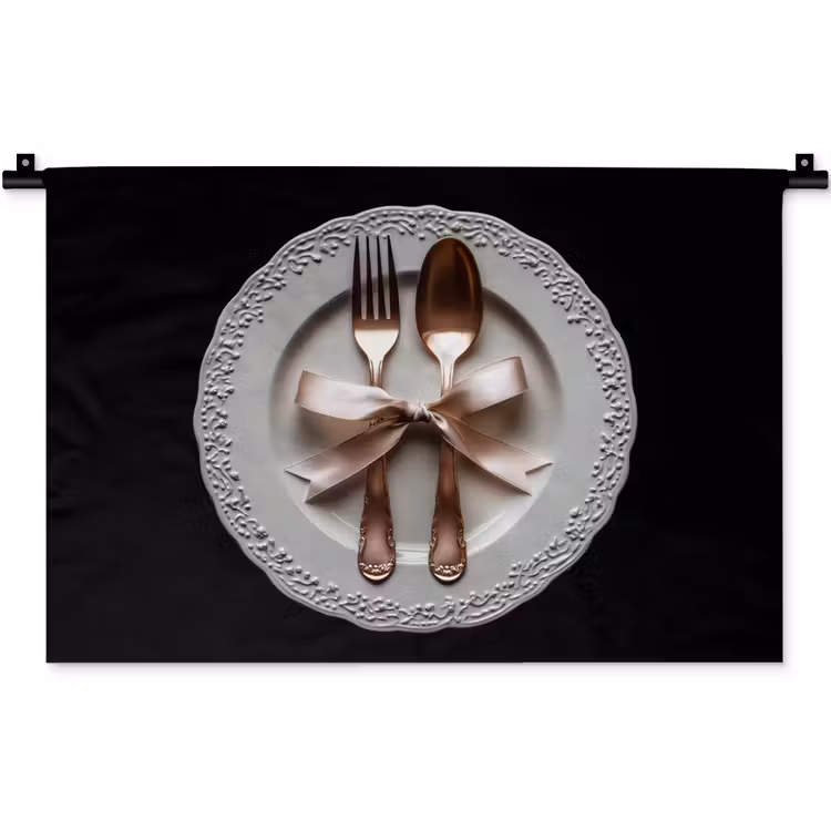 Wandkleed - Rose - Strik - Bestek — 1