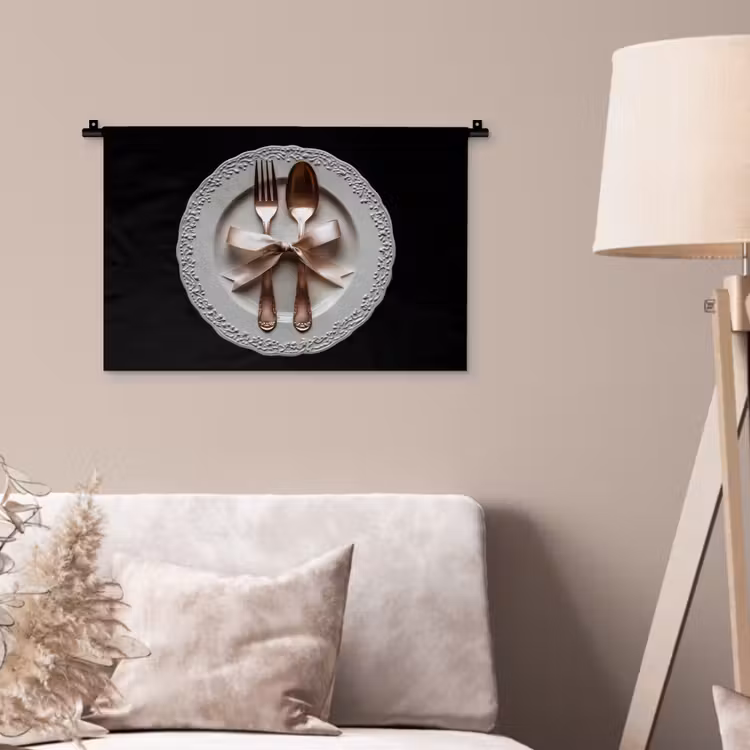Wandkleed - Rose - Strik - Bestek — 2
