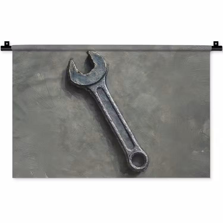 Wandkleed - Steeksleutel - Schilderij - Gereedschap - Verf — 1
