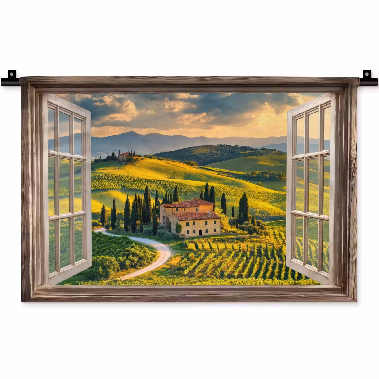 Wandkleed - Doorkijk - Toscane - Uitzicht - Landschap - Zomer — 1