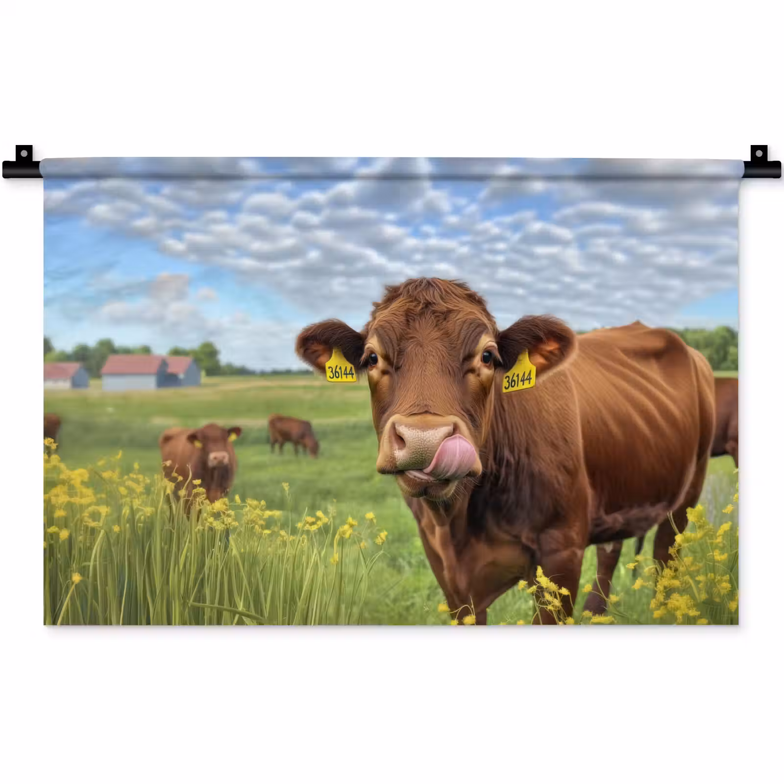 Wandkleed - Koe - Weide - Bloemen — 1