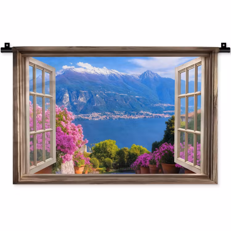 Wandkleed - Doorkijk - Berg - Landschap - Uitzicht - Meer — 1