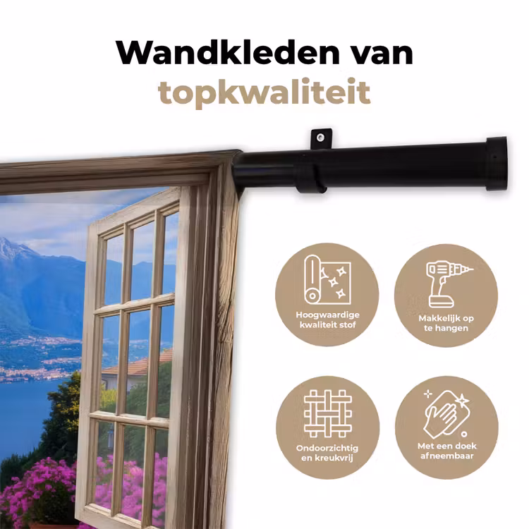 Wandkleed - Doorkijk - Berg - Landschap - Uitzicht - Meer — 3