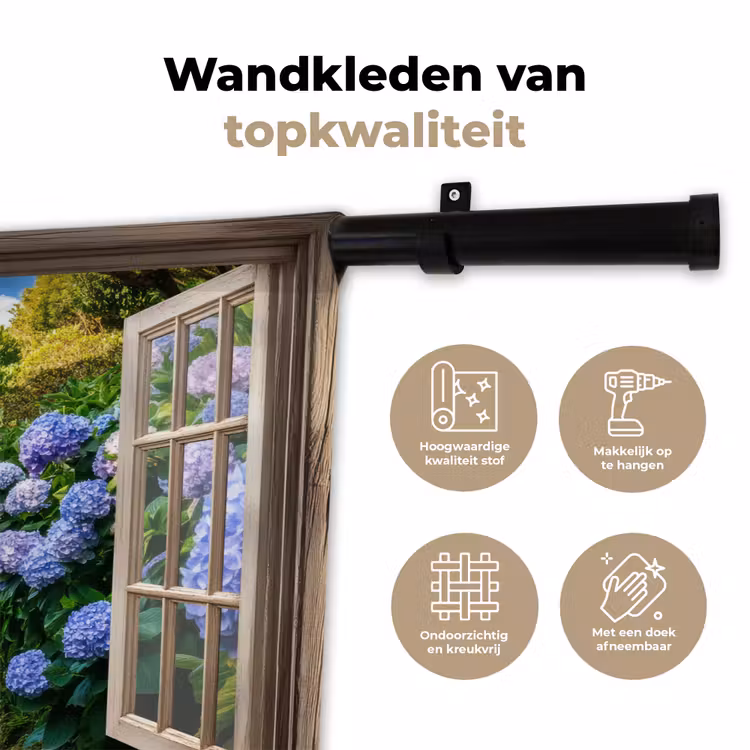 Wandkleed - Doorkijk - Hortensia - Pad - Natuur — 3