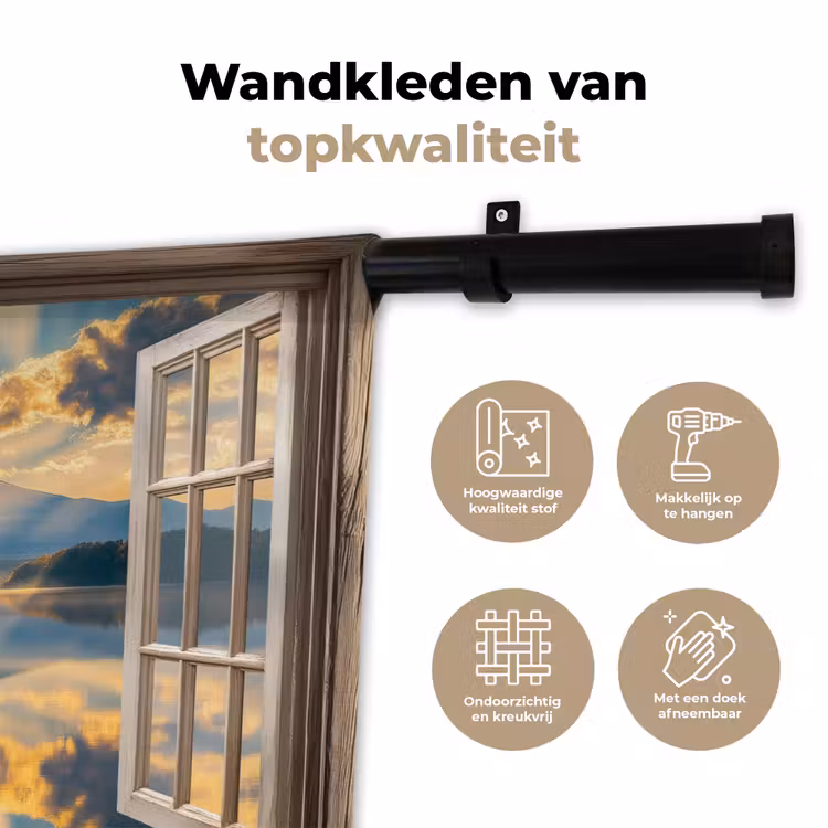 Wandkleed - Doorkijk - Landschap - Bergen - Uitzicht - Raam — 3