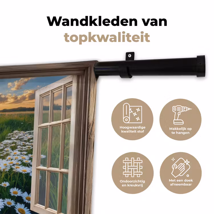 Wandkleed - Doorkijk - Landschap - Raam - Water - Zonsondergang — 3