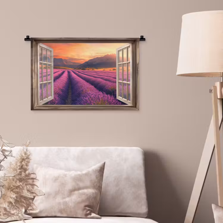Wandkleed - Doorkijk - Lavendel - Landschap - Bloemen - Paars — 2