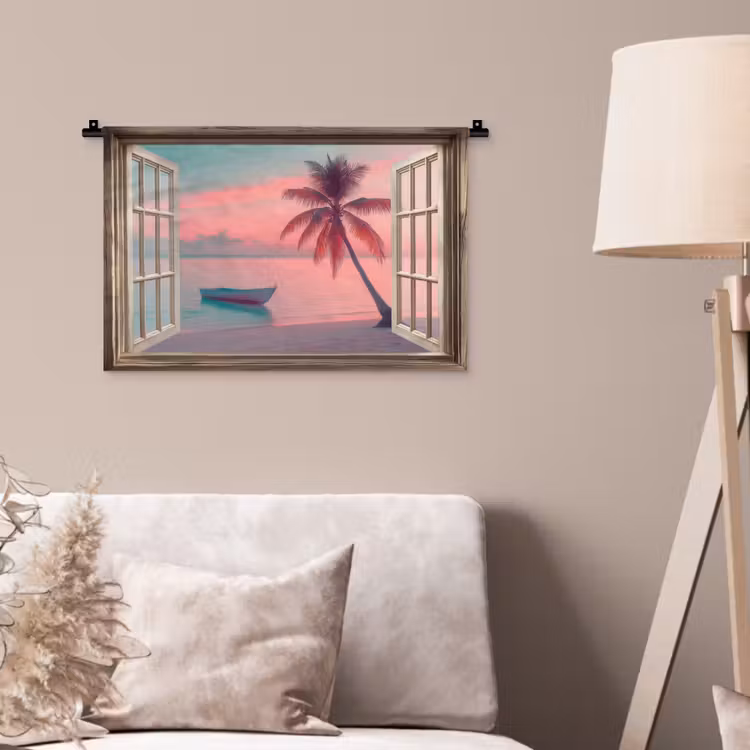 Wandkleed - Doorkijk - Strand - Palmboom - Tropisch — 2