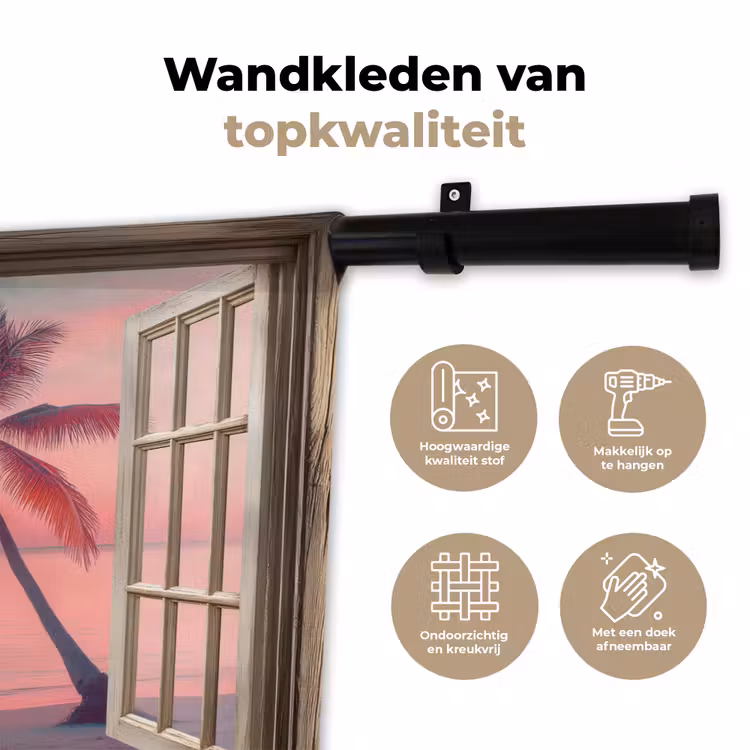 Wandkleed - Doorkijk - Strand - Palmboom - Tropisch — 3