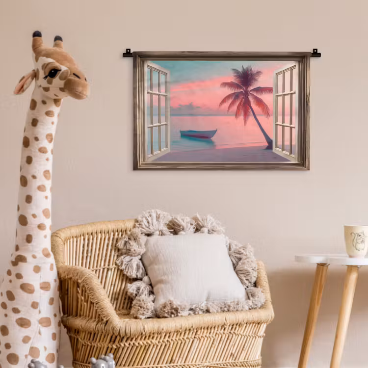 Wandkleed - Doorkijk - Strand - Palmboom - Tropisch — 5