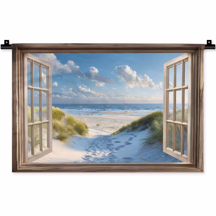 Wandkleed - Doorkijk - Strand - Raam - Duinen - Zee — 1
