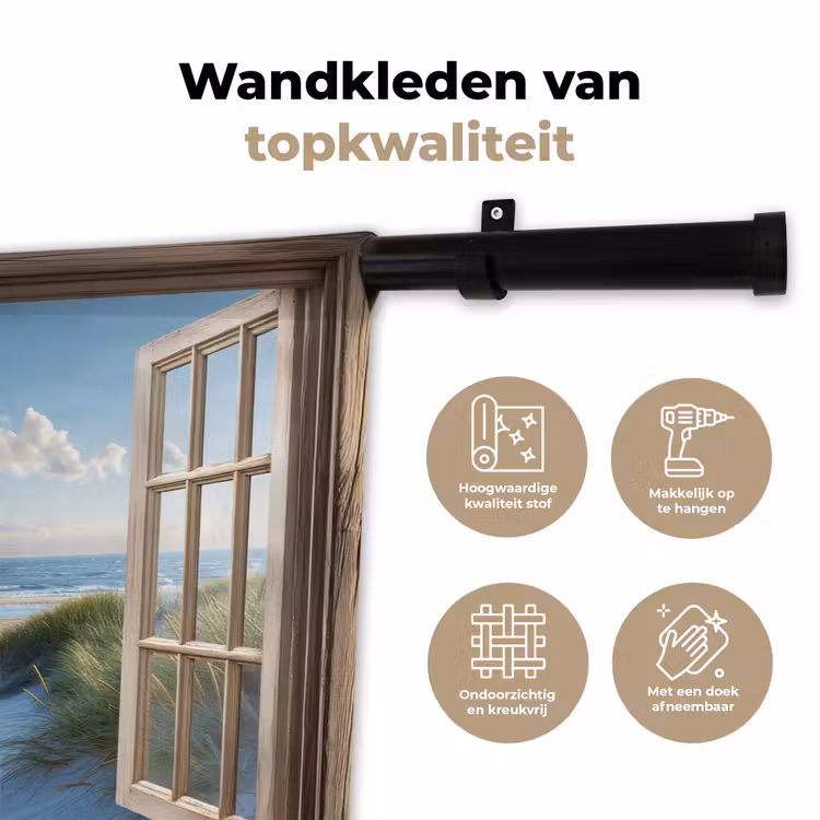 Wandkleed - Doorkijk - Strand - Raam - Duinen - Zee — 3
