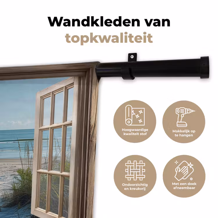 Wandkleed - Doorkijk - Strandstoelen - Duinen - Zee - Natuur — 3