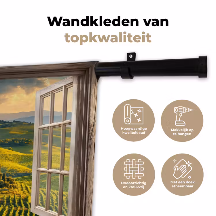 Wandkleed - Doorkijk - Toscane - Uitzicht - Landschap - Zomer — 3