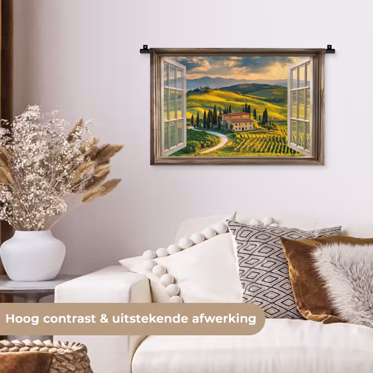 Wandkleed - Doorkijk - Toscane - Uitzicht - Landschap - Zomer — 4