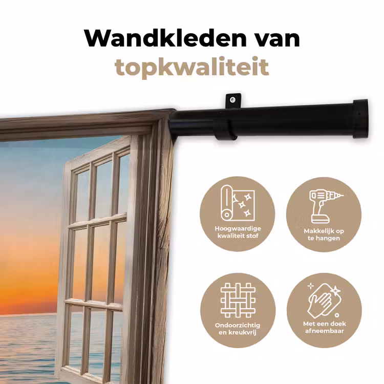 Wandkleed - Doorkijk - Zee - Boot - Zonsondergang — 3