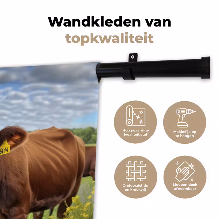 Wandkleed - Koe - Weide - Bloemen — 3