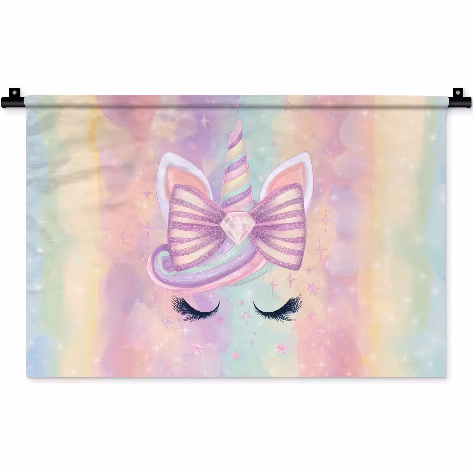 Wandkleed - Eenhoorn - Glitters - Regenboog - Pastel — 1