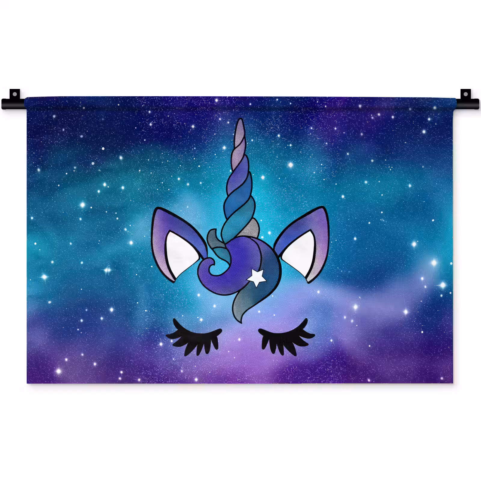 Wandkleed - Eenhoorn - Sterrenhemel - Ster - Blauw — 1