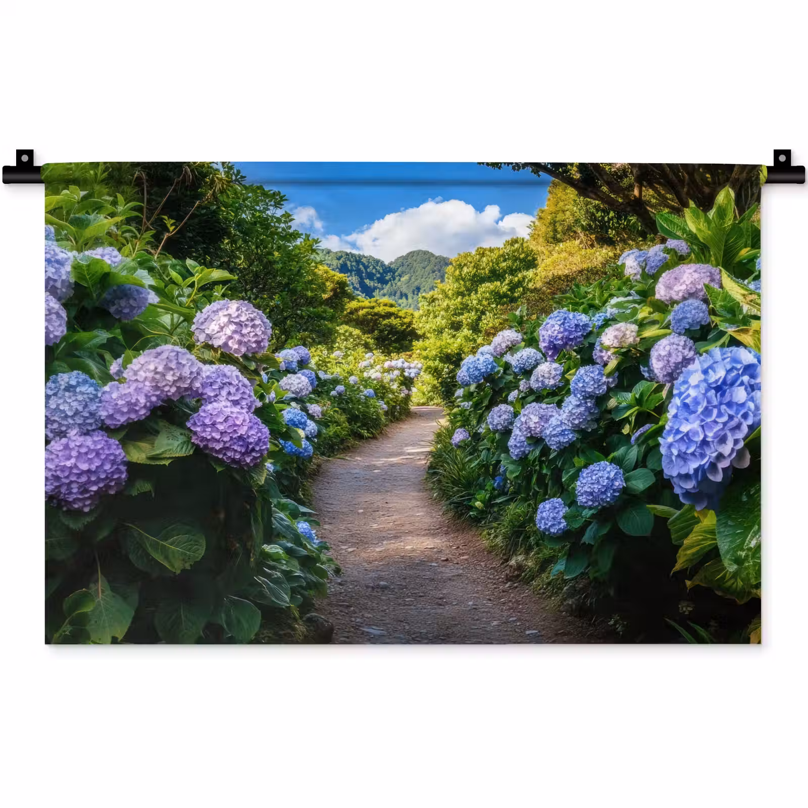 Wandkleed - Hortsensia - Pad - Bloemen — 1