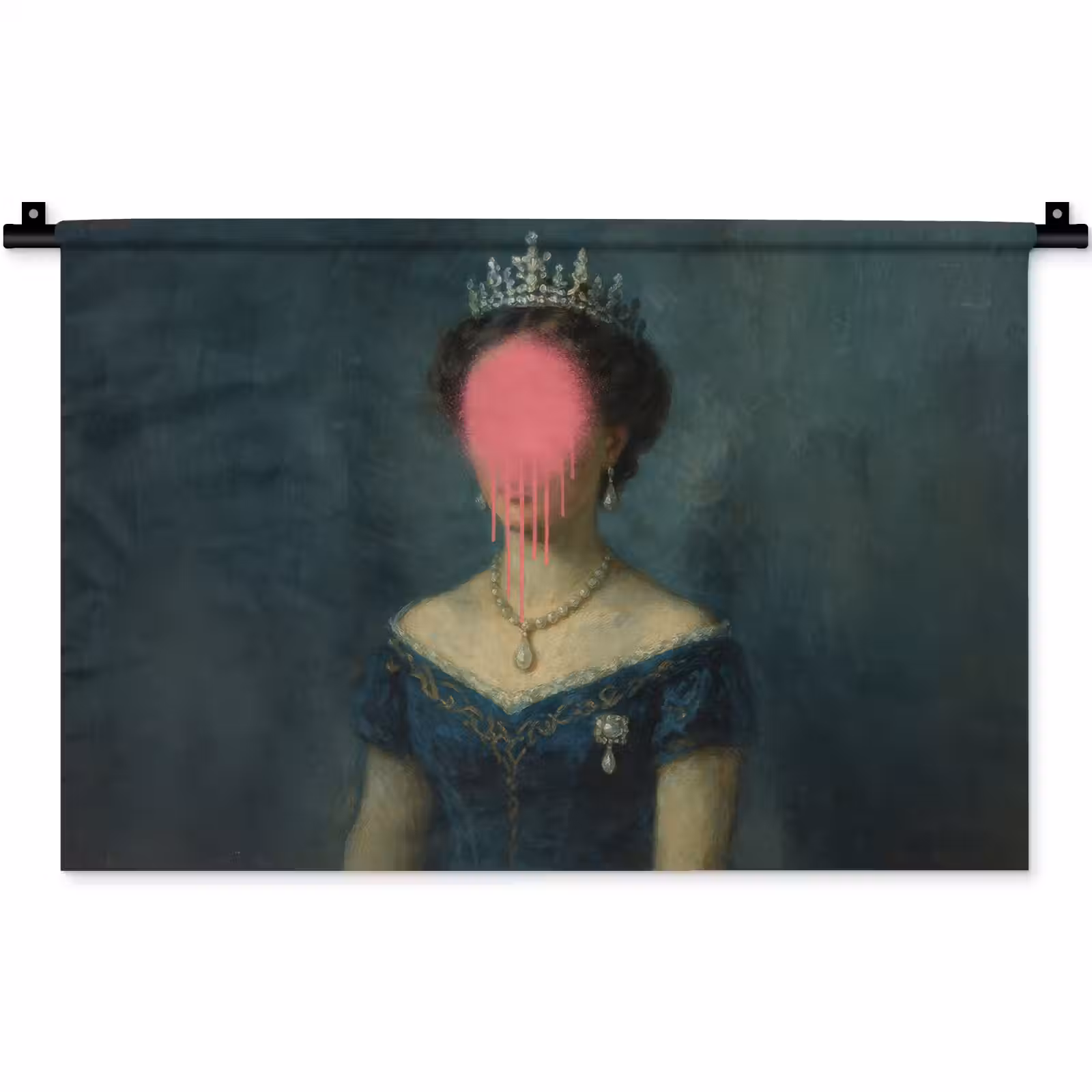Wandkleed - Kroon - Roze druipend verf - Portret — 1
