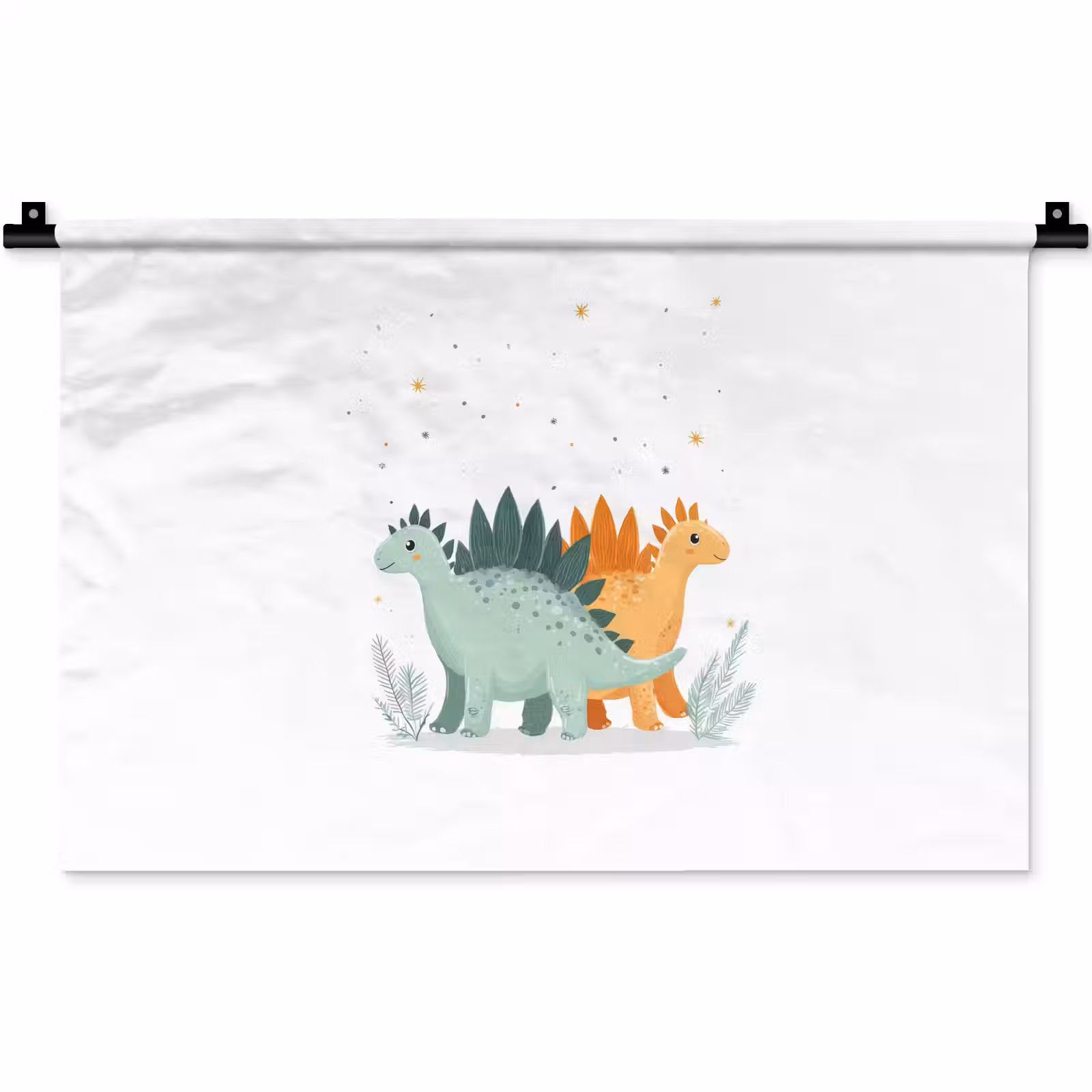 Wandkleed - Planten - Sterren - Dinosaurussen - Oranje — 1