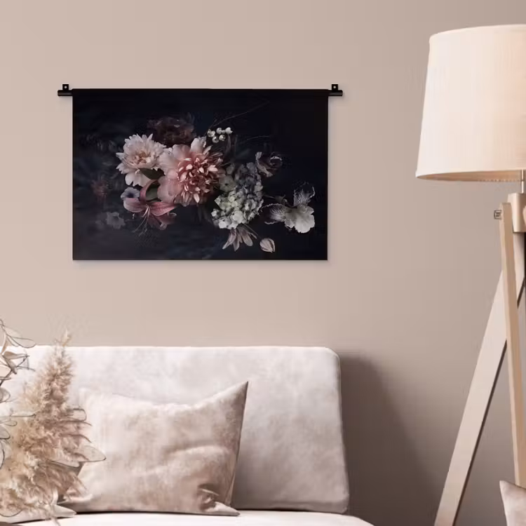 Wandkleed - Bloemen - Vintage - Pastel - Zwart - Boeket — 2