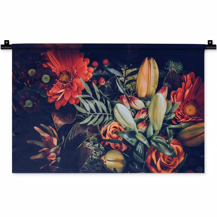 Wandkleed - Boeket - Stilleven - Bloemen - Planten - Rood — 1