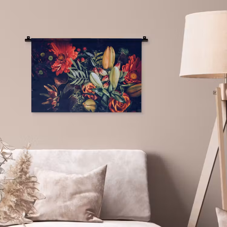 Wandkleed - Boeket - Stilleven - Bloemen - Planten - Rood — 2