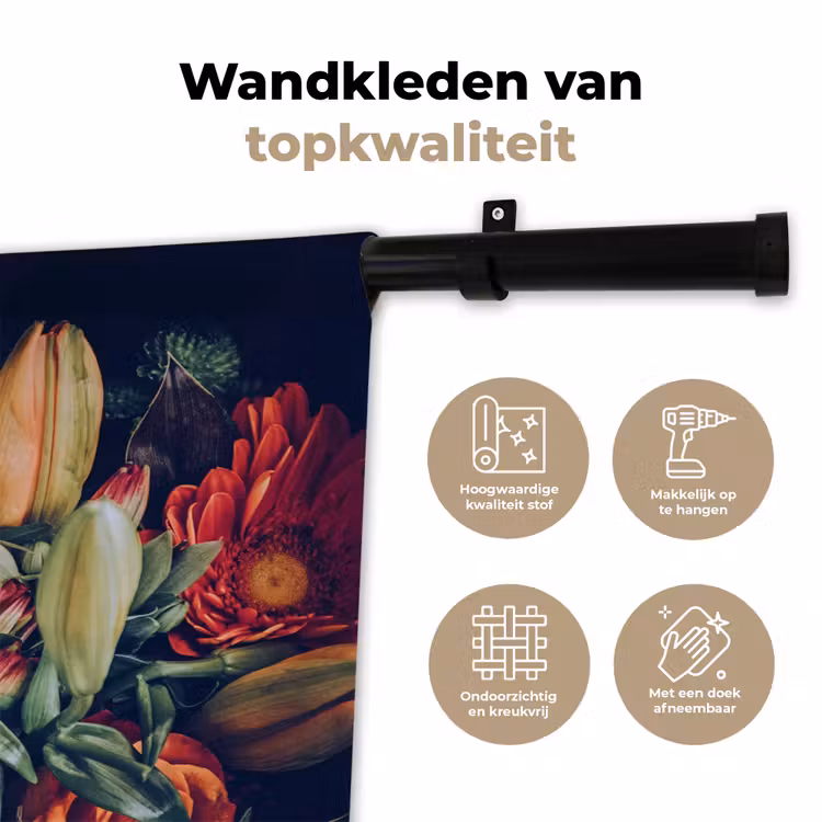 Wandkleed - Boeket - Stilleven - Bloemen - Planten - Rood — 3
