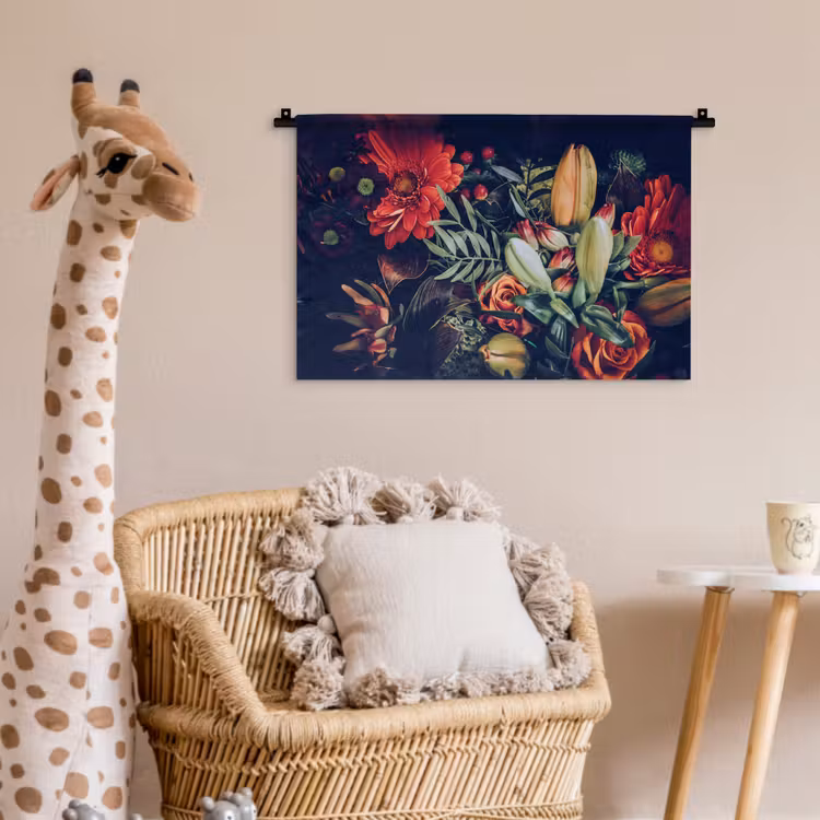 Wandkleed - Boeket - Stilleven - Bloemen - Planten - Rood — 5